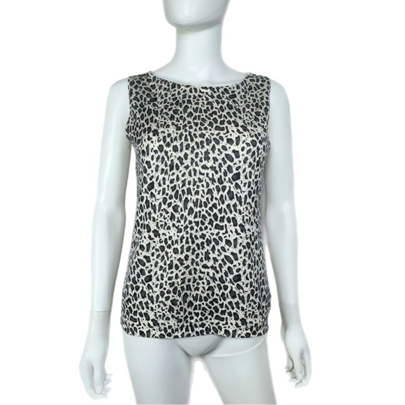 White Stag Sleeveless Knit Gray & Cream Cheetah Print Top - Picture 1 of 6